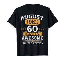60. Geburtstag Mann Jahrgang Geschenk Lustig August 1963 T-Shirt von Geburtstagsgeschenk Damen Herren 1963 Geschenkidee