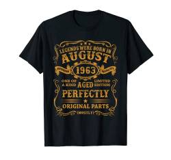 Herren Legenden wurden im August 1963 60.Geburtstag Mann Lustig T-Shirt von Geburtstagsgeschenk Damen Herren 1963 Geschenkidee