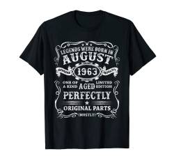 Herren Legenden wurden im August 1963 geboren 60.Geburtstag Mann T-Shirt von Geburtstagsgeschenk Damen Herren 1963 Geschenkidee