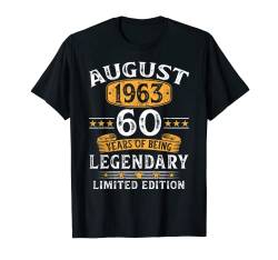 Vintage August 1963 Lustig Geschenk 60. Geburtstag Mann T-Shirt von Geburtstagsgeschenk Damen Herren 1963 Geschenkidee