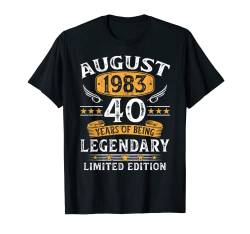 August 1983 40 Jahre Limited Edition 40. Geburtstag Mann T-Shirt von Geburtstagsgeschenk Damen Herren 1983 Geschenkidee