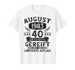 August 1983 Jahrgang Geschenk Lustig 40. Geburtstag Mann T-Shirt von Geburtstagsgeschenk Damen Herren 1983 Geschenkidee