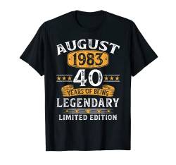 Vintage August 1983 Lustig Geschenk 40. Geburtstag Mann T-Shirt von Geburtstagsgeschenk Damen Herren 1983 Geschenkidee