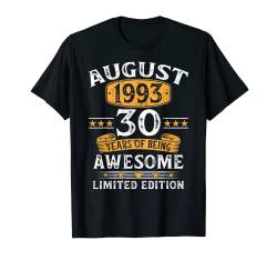 30. Geburtstag Mann Jahrgang Geschenk Lustig August 1993 T-Shirt von Geburtstagsgeschenk Damen Herren 1993 Geschenkidee