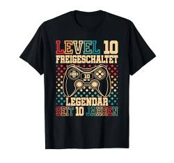 Level 10 Freigeschaltet Legendär 10. Geburtstag Gamer Retro T-Shirt von Geburtstagsidee Damen Herren Mädchen Jungen Kinder