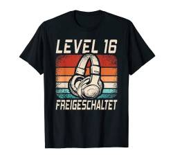 Level 16 Freigeschaltet 16. Geburtstag 16 Jahre Retro Gamer T-Shirt von Geburtstagsidee Damen Herren Mädchen Jungen Kinder