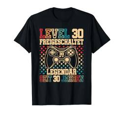Level 30 Freigeschaltet Legendär 30. Geburtstag Gamer Retro T-Shirt von Geburtstagsidee Damen Herren Mädchen Jungen Kinder