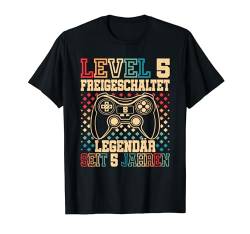 Level 5 Freigeschaltet Legendär 5. Geburtstag Gamer Retro T-Shirt von Geburtstagsidee Damen Herren Mädchen Jungen Kinder