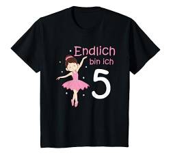 Kinder 5.Geburtstag 5 Jahre Ballerina Mädchen Tutu Ballett Tanzen T-Shirt von Geburtstagskinder & Jungen Mädchen Geschenkideen