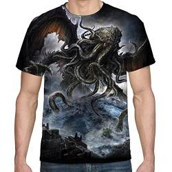 Gecaitez Herren-T-Shirt, 3D-gedruckte grafische T-Shirts, Top-T-Shirt, S-3XL, Cthulhu Monster, 3X-Groß von Gecaitez