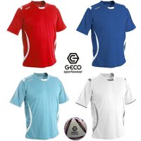 Fußballtrikot Geco Fußballtrikot Levante kurzarm Fußball Trikot zweifarbig seitliche Mesh Einsätze von Geco Sportswear