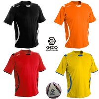 Fußballtrikot Geco Fußballtrikot Levante kurzarm Fußball Trikot zweifarbig seitliche Mesheinsätze von Geco Sportswear