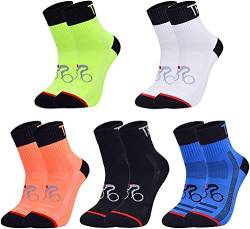 Geebuzz 5 Pack Sport Radfahren Socken Bunte Anti Geruch Knöchel Athletische Socken zum Laufen Wandern (5er Packung) von Geebuzz