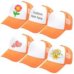 Geebuzz 6 Pack Kinder Mesh Baseball Hut Kappe Sublimation Blank Einstellbare Snapback Trucker Sun Sports Outdoor Hat (6er Packung orange Weiß) von Geebuzz