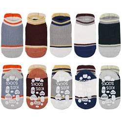 Geepen 5 Paare Babysocken Kinder-Grip-Socken Anti-Rutsch-Söckchen für Kleinkinder Baumwollsocken für Babys Jungen und Mädchen, Gruppe B,M von Geepen