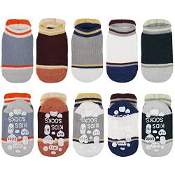 Geepen 5 Paare Babysocken Kinder-Grip-Socken Anti-Rutsch-Söckchen für Kleinkinder Baumwollsocken für Babys Jungen und Mädchen, Gruppe B,S von Geepen