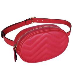 Geestock Bauchtasche Damen Stylisch Gürteltasche PU Leder, Fanny Pack Brusttasche Rot wasserdichte Hüfttaschen für Frauen Verstellbare Träger Brustbeutel, zum Wandern Das Einkaufen Gruppe Reisen von Geestock