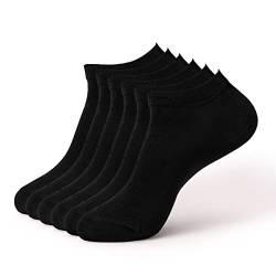 Geesy Bambus Sneaker Socken 6 Paar für Damen und Herren, Schwarz | 6er Pack, 43-46 von Geesy