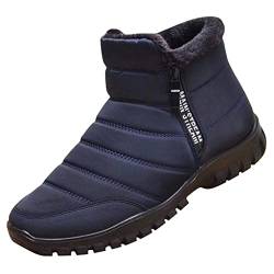 Geeylly Herren und Damen Wasserdichte Warme Baumwolle Reißverschluss Schnee Stiefeletten, Navy, 43 EU von Geeylly