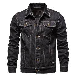 Gefomuofe Herren Jeansjacke Fliegerjacke Baumwolle Blouson Bomber Jacke Blouson Jacke Übergangsjacke Stehkragen Herbst Übergangs Denim Bikerjacke Jacket Army Feldjacke Tactical Bomberjacke von Gefomuofe