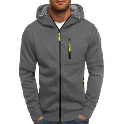 Gefomuofe Herren Kapuzenpullover Zipper Hoodie Herren Kapuzenjacke Sweatjacke mit Reißverschluss Kordelzug Casual Sport Jacke Herbst Winter Sweatshirt von Gefomuofe