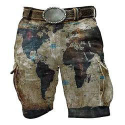 Gefomuofe Herren Totenköpfe Cargo Camouflage Wanderhose Trekkinghose Schnelltrocknend Leicht Combat Trousers Tactical Hose Herren Cargo Shorts Vintage Zeichenfolge Elastischer Bund Cargohose von Gefomuofe