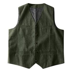 Gefomuofe Herren Weste Anzugweste Casual Wolle Fischgrätmuster Anzug Anzug Set Männer Smoking Herrenwesten Seidenweste Gilet Herrenbekleidung Herringbone Weste Herren Vintage von Gefomuofe