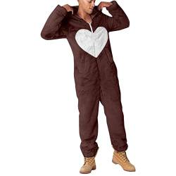 Gefomuofe Jumpsuit Herren Onesie Overall Einteiler Hausanzug Baumwolle Sleepsuit Cosplay Fleece-Overall Pyjama Einteiler Onesie Einteiler Onesie Schlafanzug mit Reißverschluss und Kapuze von Gefomuofe