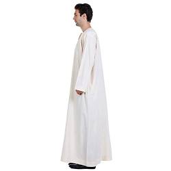 Gefomuofe Muslimische Robe Herren Ethnische Maxikleid Osten Türkisch Kleider Kaftan Herren Lang Knopf Hoch Thobe Gebetskleidung für Männer Stehen Hals Saudi Arabische Muslimische Dubai Robe von Gefomuofe