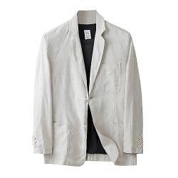 Gefomuofe Sakko Herren Baumwoll Leinen Regular Fit Schalkragen Anzugjacke 2 Knopf Jacke für Hochzeit Freizeit Einfarbig Blazer Regular Fit Formelles Kleid Jacke Elegant Formelle Anzugjacke von Gefomuofe