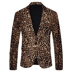 Gefomuofe Sakko Herren Sportlich Slim Fit Männer Leopard Blazer Modern Anzugjacke Leichte Freizeit Sportmäntel Sportlich Freizeit Anzugjacke Modern Blazer für Business Hochzeit Freizeit von Gefomuofe