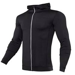 Gefomuofe Trainingsjacke für Herre Fitness Training schnell trocknende Jacke Reißverschluss Schnell trocknende Sportjacke mit Kapuze Outdoor Winterjacke Herren Kapuzen-Sportjacke mit Reißverschluss von Gefomuofe