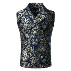 Herren Anzugweste Einstecktuch Taschentuch Jacquard Weste Viktorianischen Doppelreiher Weste Anzugweste Business Anzug Weste Formal Seidenweste Gilet Herrenbekleidung Ärmellose für Hochzeit Groomsmen von Gefomuofe