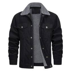 Herren Gefütterte Cordjacke Warme Übergangsjacke Winter Cargo Jacke mit Teddyfell-Kragen Stehkragen Bomberjacke Baumwolle Army Feldjacke von Gefomuofe