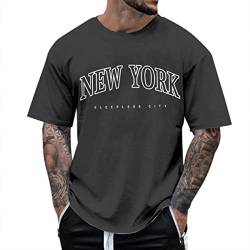 Herren Oversized Tshirt Rundhals Kurzarm Vintage Drucken Streetwear Sport Casual Lang Tops Lose Sommer Oberteile Mode T-Shirt mit Los Angeles Grafik Kreativen Buchstaben von Gefomuofe