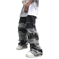 Jeans Herren Teenager y2k Loose Fit Baggy Jeans Herren Jeans Men Hip Hop Jeans Baggy Jeanshose Teenager Jungen Bein Jeans Skateboard Hose Streetwear mit Weitem Bein Freizeit von Gefomuofe