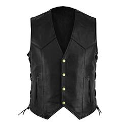 Lederweste Weste Kutte Leder Biker Rocker Motorrad Clubweste Bikerweste Motorradweste Schwarz Leder Biker Rocker Motorrad Clubweste Bikerweste Leder Weste von Gefomuofe