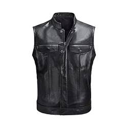 Lederweste Weste Kutte Leder Biker Rocker Motorrad Clubweste Bikerweste Motorradweste Schwarz Leder Biker Rocker Motorrad Clubweste Bikerweste Leder Weste von Gefomuofe