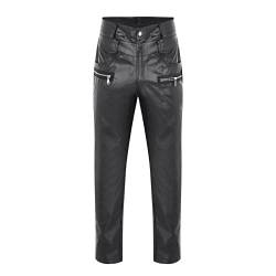 PU Lederhosen für Herren Kurz Rock Hosen Herren Punk Motorradhose Herren Leder Schwarz Lederhose Herren Modern Lederhose Herren Party Lederhose Herren Motorrad Lederhose Herren Freizeit von Gefomuofe