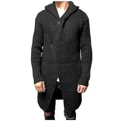 Strickjacke Herren Sweatjacke Cardigan Winterjacke Klassischer Winter Warme Langarm Slim Fit Pullover mit Knöpfen Leichte Strick Casual Loose Fit Männer Winter Warmer Vlies Strickmantel von Gefomuofe