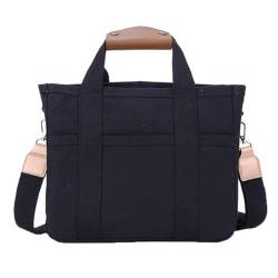 Gehanico Canvas Tragetasche mit mehreren Taschen für Damen, Tragetasche Mama-Tasche, Lässige Schulter Crossbody-Tasche mit Fächern, Windel-Tragetasche, große Canvas Crossbody Tasche (Schwarz) von Gehanico