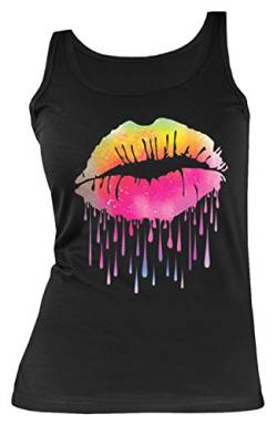 Damen Tanktop Neon Kussmund Lippen Shirt 4 Girls Beach Tank Top Lady Geburtstag Geschenk geil Bedruckt von Geile-Fun-T-Shirts