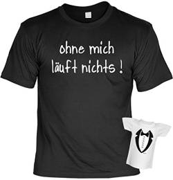 Fun T-Shirt Ohne Mich läuft Nichts Shirt Bedruckt Geschenk Set mit Mini Flaschenshirt von Geile-Fun-T-Shirts