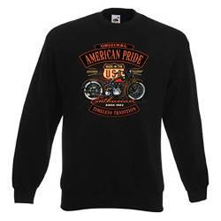 Geile-Fun-T-Shirts Biker Sweatshirts Herren Pullover - Original American Pride - Coole Männer Sweater schwarz Motorradfahrer-Geschenke mit hochwertigem Druck von Geile-Fun-T-Shirts