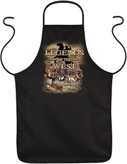 Grillschürze für Männer mit Spruch "Legends of The West" | Grill Schürze Kochschürze lustig Baumwolle schwarz | lustige Geschenke zum Thema Cowboy BBQ Grillen Grillzubehör von Geile-Fun-T-Shirts