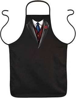 Grillschürze für Männer mit elegantem Motiv Smoking Krawatte Weste | Grill Schürze Kochschürze lustig Baumwolle schwarz | lustige Geschenke zum Thema BBQ Grillen Grillzubehör von Geile-Fun-T-Shirts