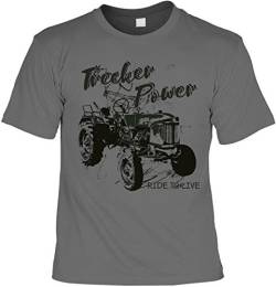 Herren Freizeit Shirt mit Traktor-Motiv grau - Trecker Power - Coole Männer Tshirts 4 Heroes kultige Maenner Geschenke zum Gebutstag oder Vatertag von Geile-Fun-T-Shirts