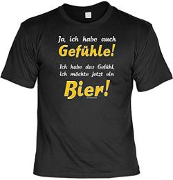 Herren Fun T-Shirt Gefühle für Bier Männer-Shirt lustig Bedruckt schwarz Geschenk-Set mit Mini Flaschenshirt von Geile-Fun-T-Shirts