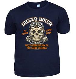 Herren Fun T-Shirt dunkelblau - Dieser Biker ist Schon etwas älter - lustige Fun Shirts 4 Heroes Geburtstagsgeschenk-Set für Männer mit Urkunde von Geile-Fun-T-Shirts