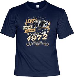 Herren Geburtstag T-Shirt - 50 Jahre - 100 Prozent Premium Vintage seit 1972 - lustige Shirts 4 Heroes blau Geschenk-Set Bedruckt mit Urkunde von Geile-Fun-T-Shirts